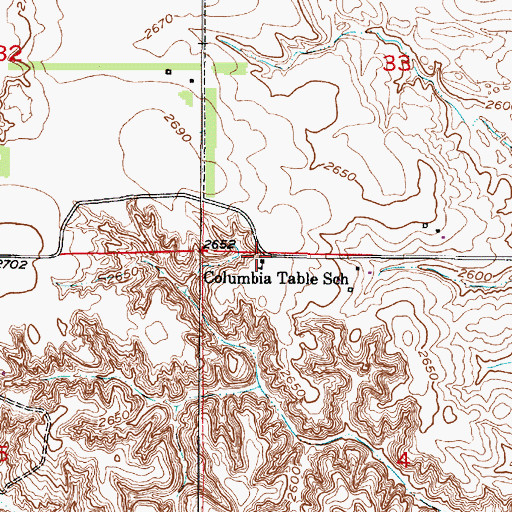 Topographic Map of Columbia Table School (historical), NE