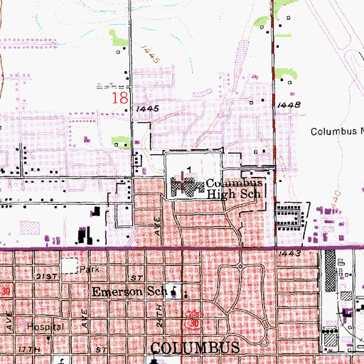 Topographic Map of Columbus High School, NE