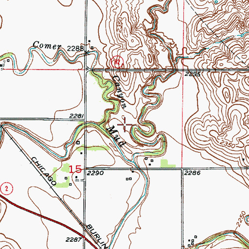 Topographic Map of Comer Canyon, NE