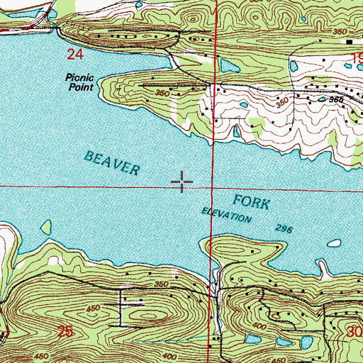 Topographic Map of Beaver Fork Lake, AR