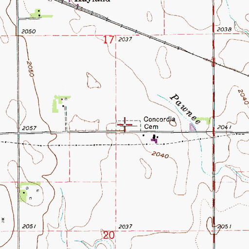Topographic Map of Concordia Cemetery, NE