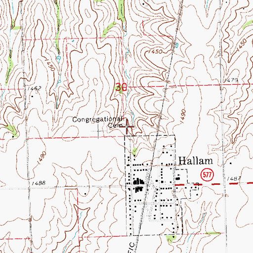 Topographic Map of Congregational Cemetery, NE