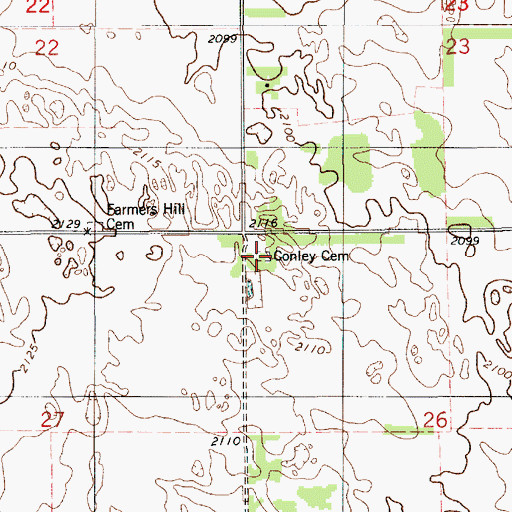 Topographic Map of Conley Cemetery, NE