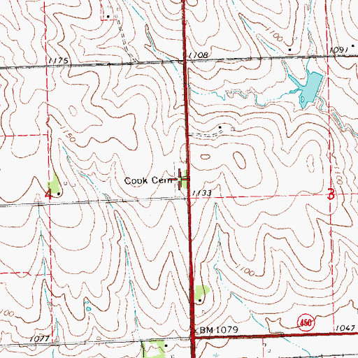 Topographic Map of Cook Cemetery, NE