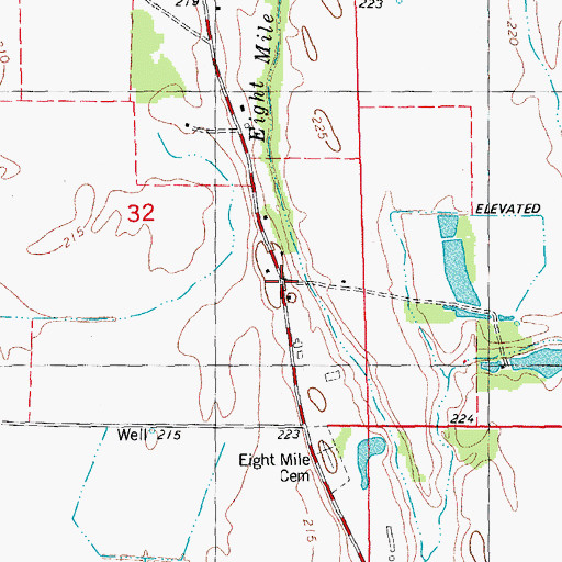 Topographic Map of Eightmile (historical), AR
