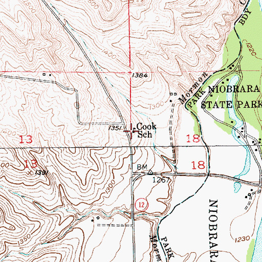 Topographic Map of Cook School, NE