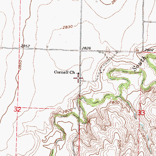 Topographic Map of Cornell Church, NE