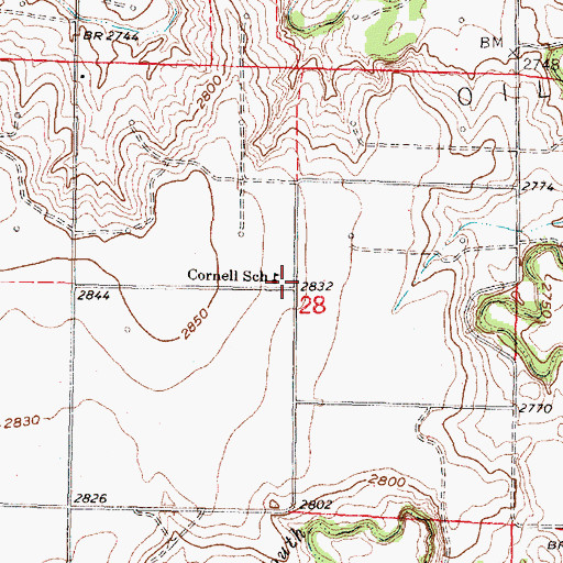 Topographic Map of Cornell School, NE