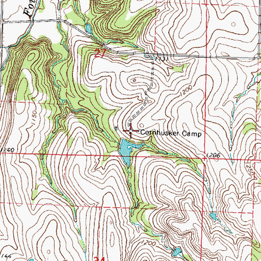 Topographic Map of Cornhusker Camp, NE