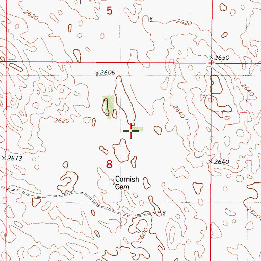 Topographic Map of Cornish Cemetery, NE