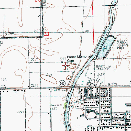 Topographic Map of Potter Memorial Cemetery, AR
