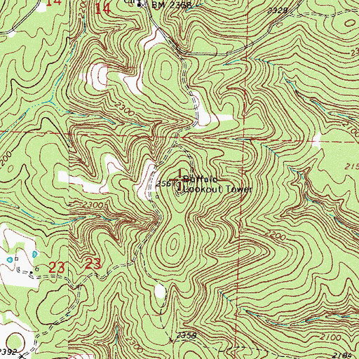 Topographic Map of Buffalo Lookout Tower, AR
