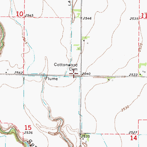 Topographic Map of Cottonwood Cemetery, NE