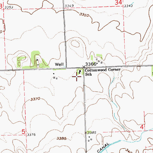 Topographic Map of Cottonwood Corner School, NE