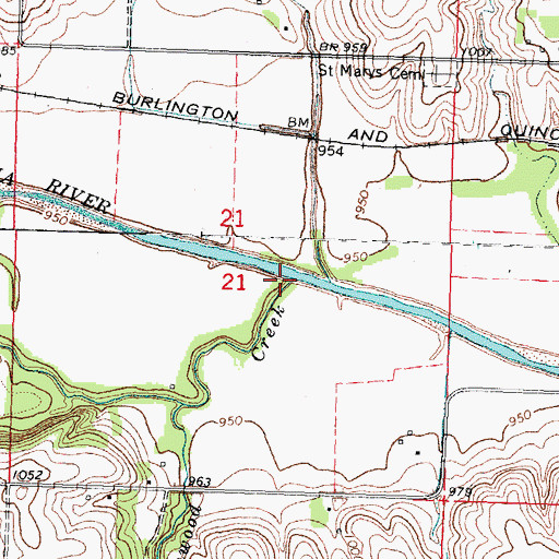 Topographic Map of Cottonwood Creek, NE