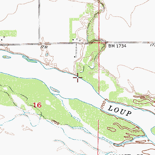 Topographic Map of Cottonwood Creek, NE