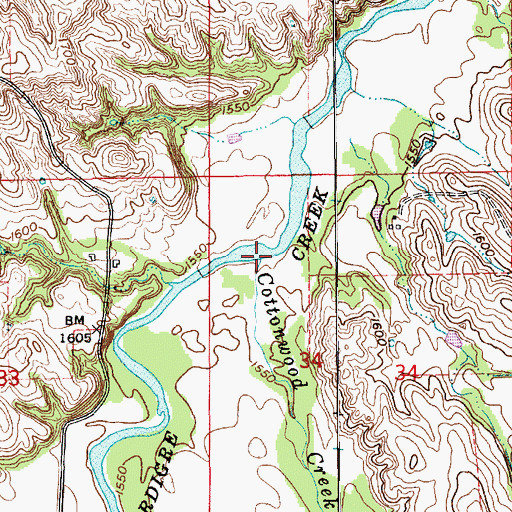Topographic Map of Cottonwood Creek, NE