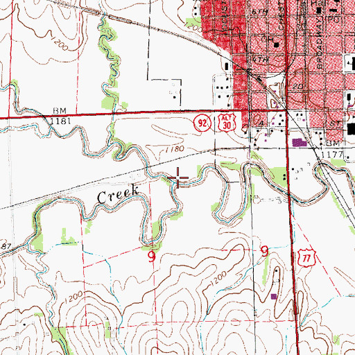 Topographic Map of Cottonwood Creek, NE