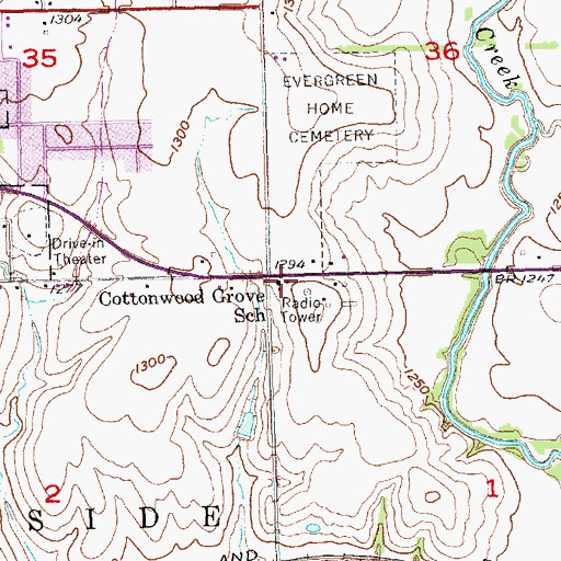 Topographic Map of Cottonwood Grove School (historical), NE