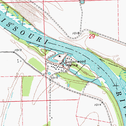 Topographic Map of Cottonwood Marina, NE