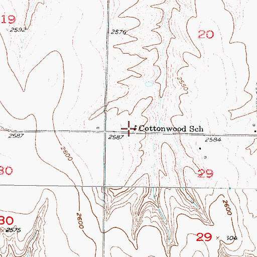Topographic Map of Cottonwood School, NE