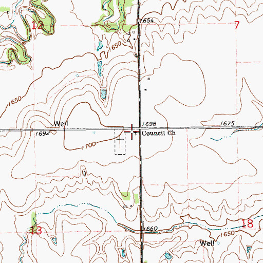 Topographic Map of Council Church, NE