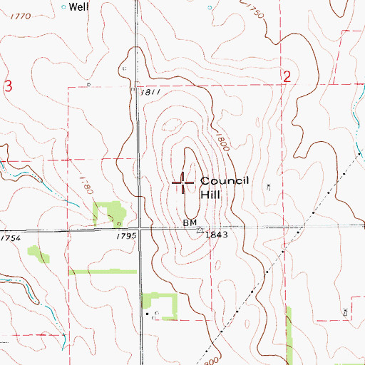 Topographic Map of Council Hill, NE