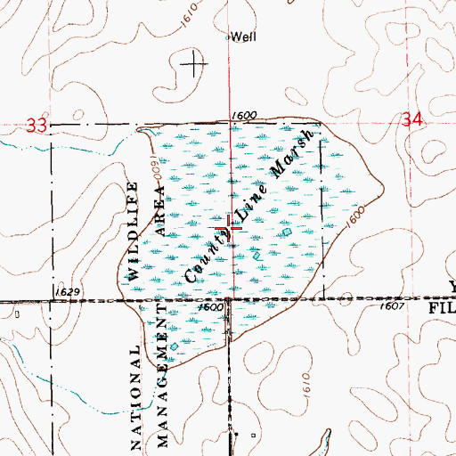 Topographic Map of County Line Marsh, NE