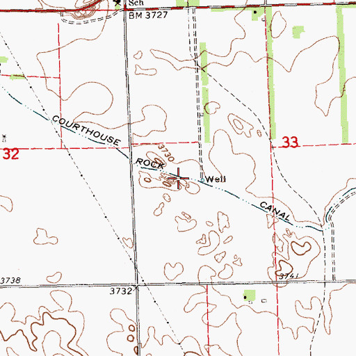 Topographic Map of Courthouse Rock Canal, NE
