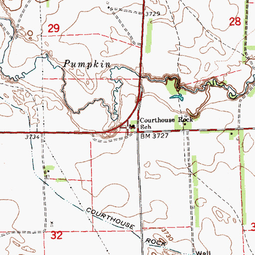 Topographic Map of Courthouse Rock School, NE