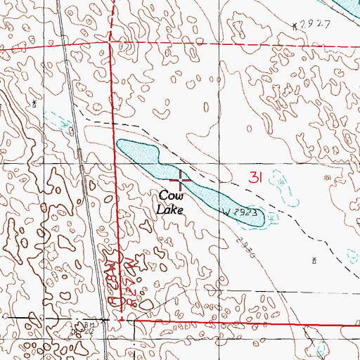 Topographic Map of Cow Lake, NE