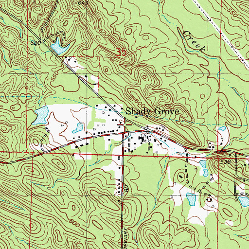 Topographic Map of Shady Grove, AR