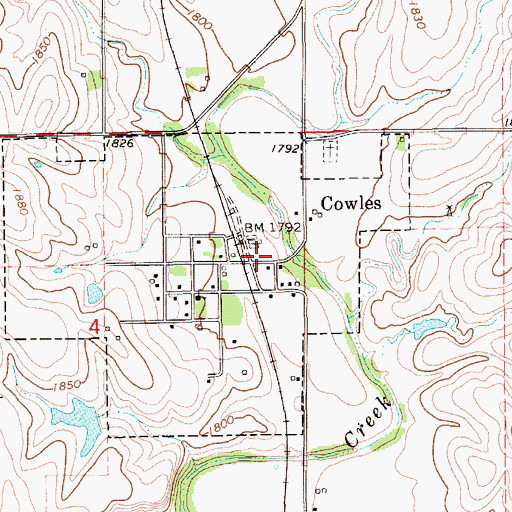 Topographic Map of Cowles, NE