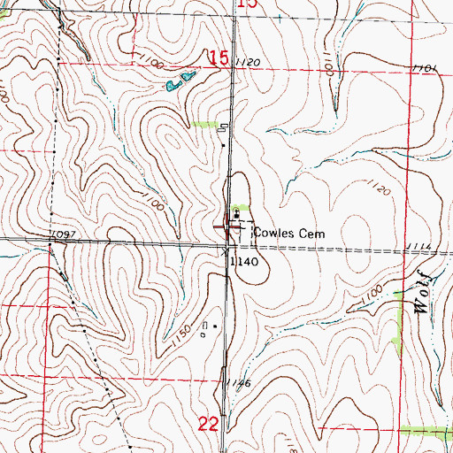 Topographic Map of Cowles Cemetery, NE