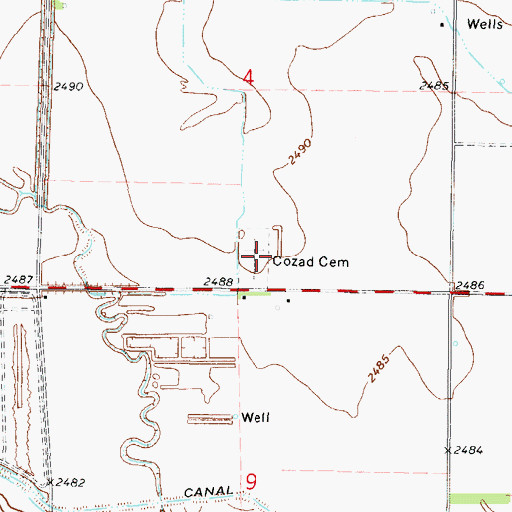Topographic Map of Cozad Cemetery, NE