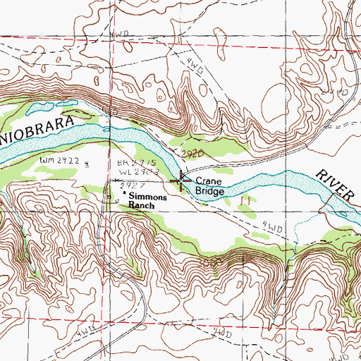 Topographic Map of Crane Bridge, NE