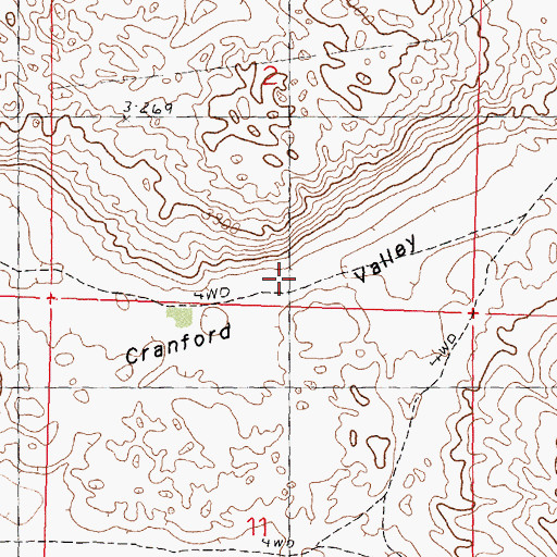 Topographic Map of Cranford Valley, NE