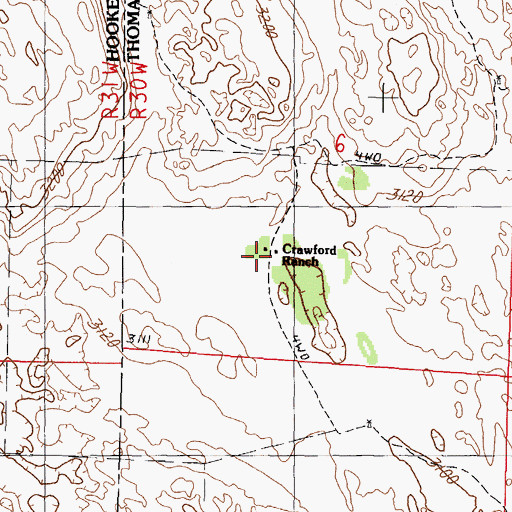 Topographic Map of Crawford Ranch, NE