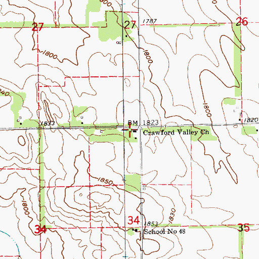 Topographic Map of Crawford Valley Church, NE