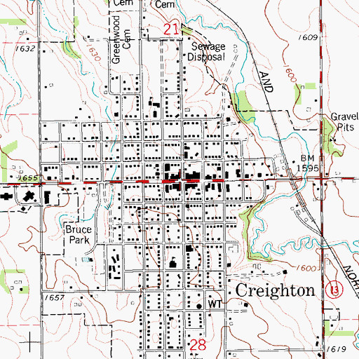 Topographic Map of Creighton, NE