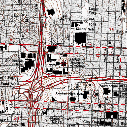 Topographic Map of Creighton University, NE