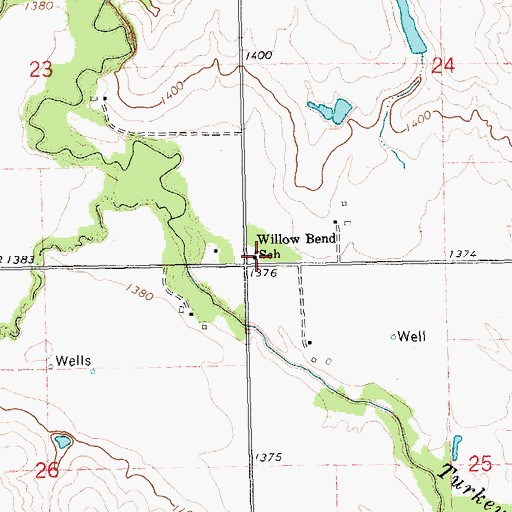 Topographic Map of Willow Bend School, NE