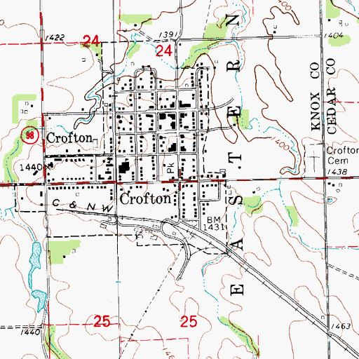 Topographic Map of Crofton, NE