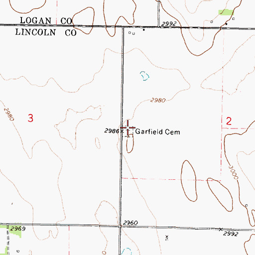 Topographic Map of Garfield Cemetery, NE