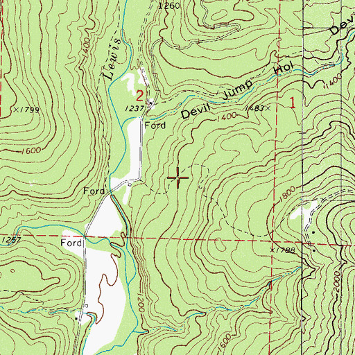 Topographic Map of Ozark Highlands Trail, AR