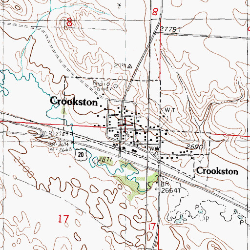 Topographic Map of Crookston, NE