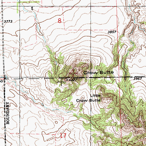 Topographic Map of Crow Butte, NE