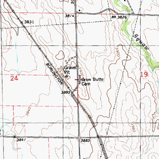 Topographic Map of Crow Butte Cemetery, NE