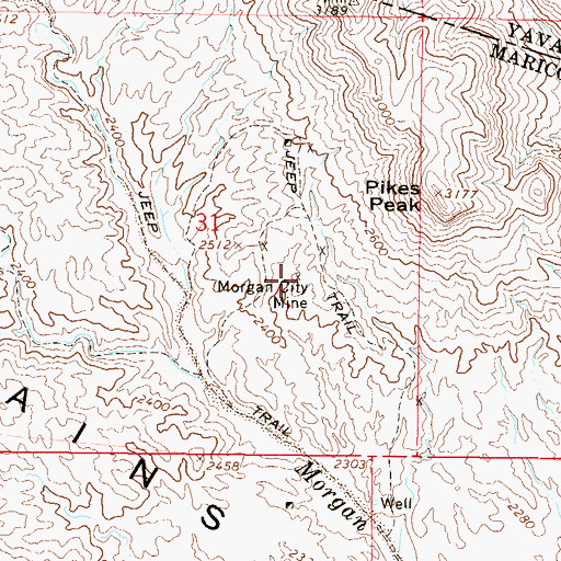 Topographic Map of Morgan City Mine, AZ