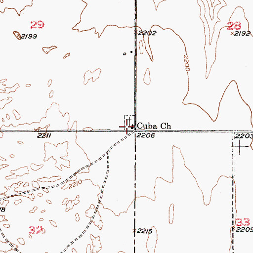 Topographic Map of Cuba Church, NE
